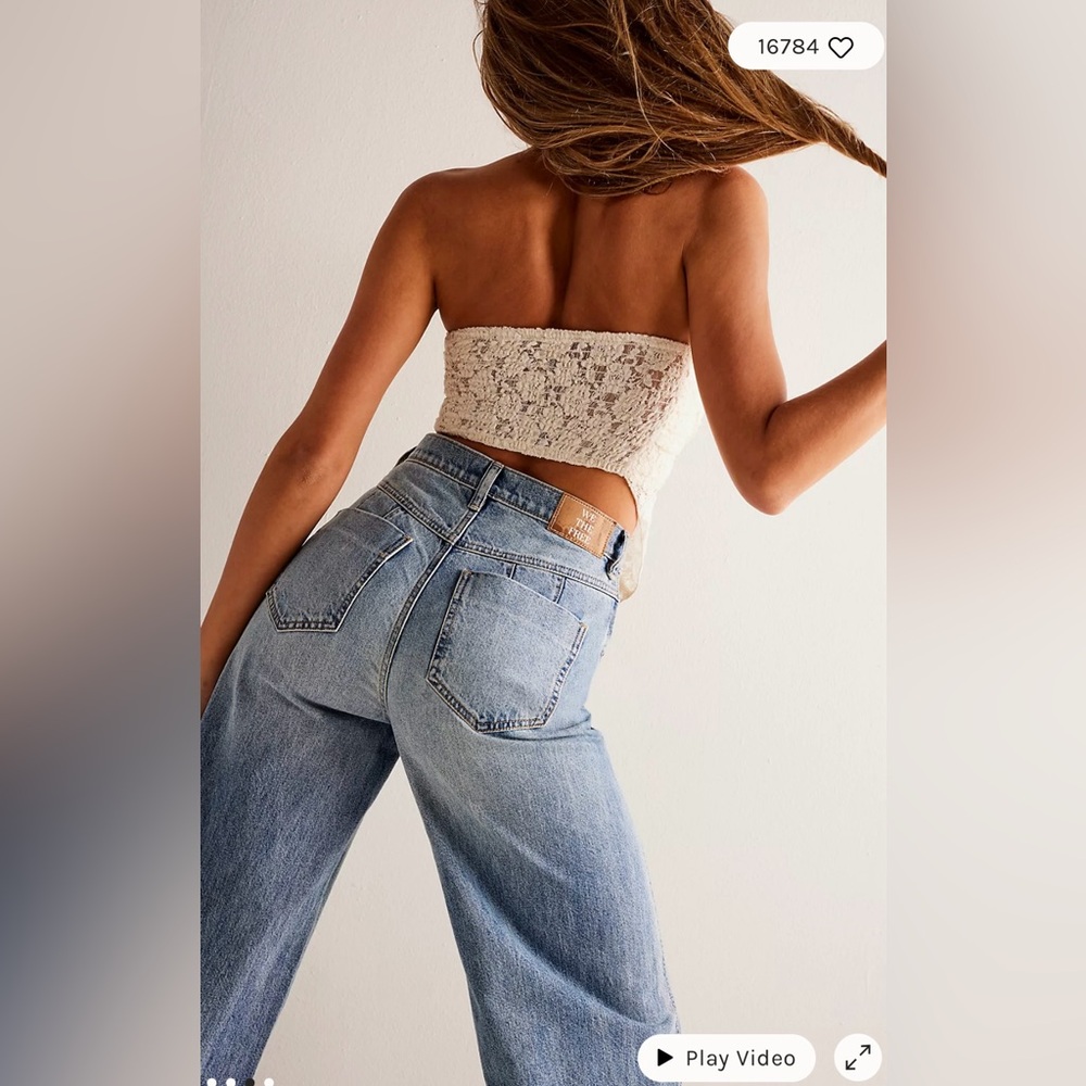 NEW Free People We The Free CRVY Gia Wide-Leg Jeans Light Wash Size 26/2 US $128 - Picture 4 of 15